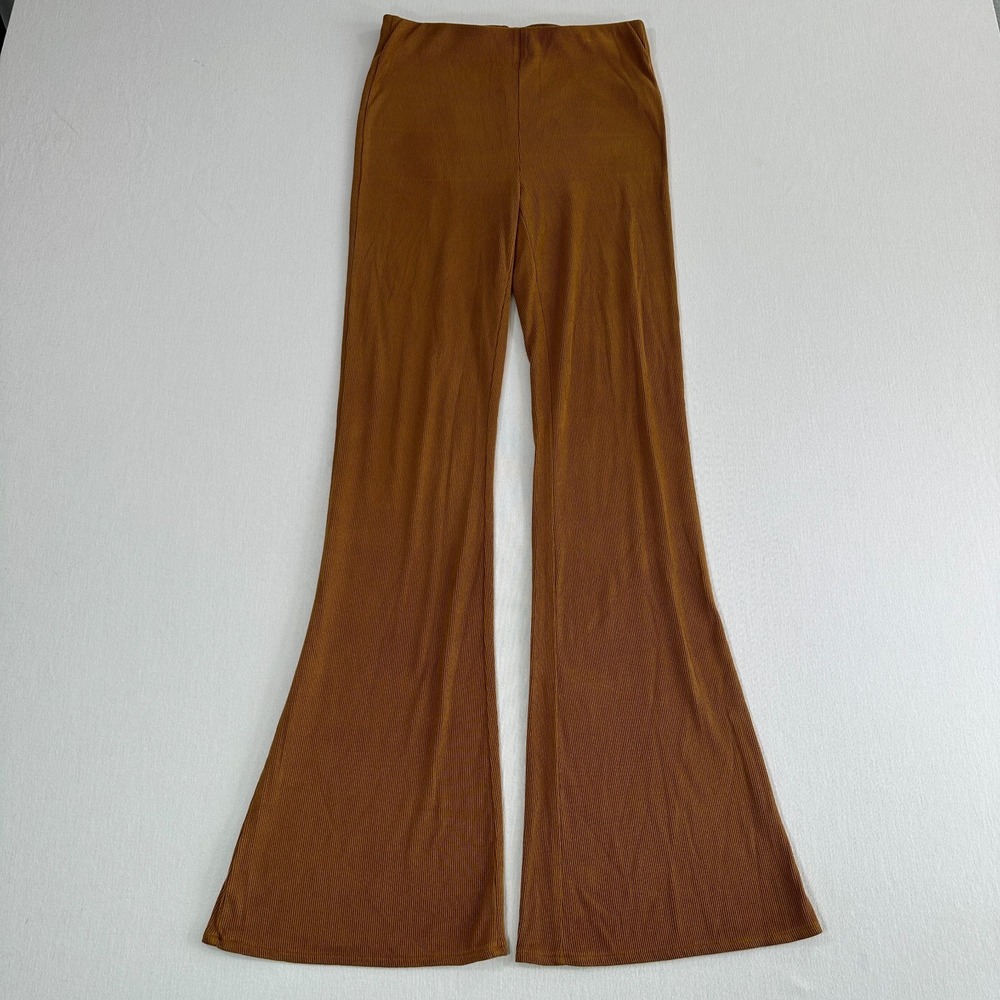 Mustard Seed Womens Flared Ribbed Lounge Leggings Size M Brown